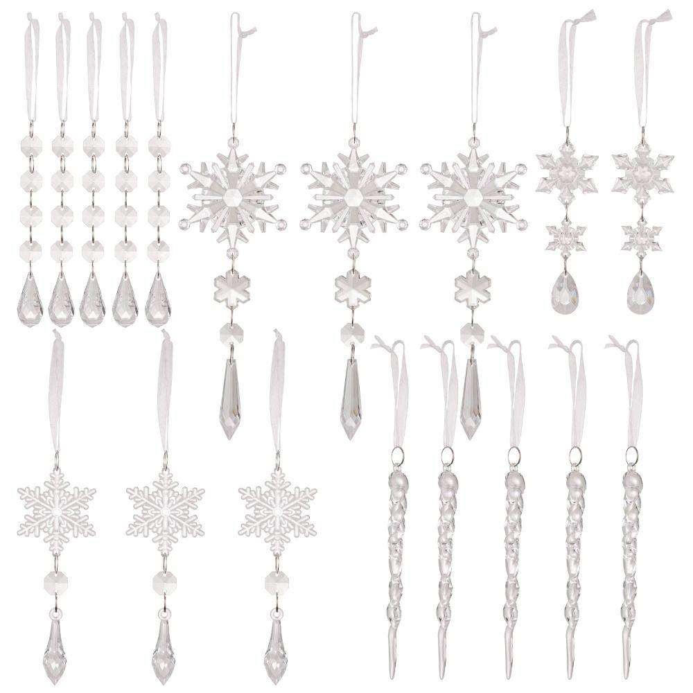 18 Pcs/Bag Icicle Drop Christmas Clear Icicle Pendants  Winter Party Decor