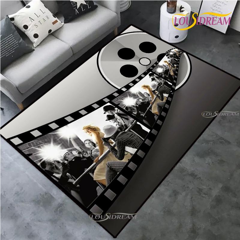 Movie Night Clapboard Area Rug Home Theater Film Art Rugs Cinema Carpet Non-Slip Home Decoration for Bedroom Living Playing Room