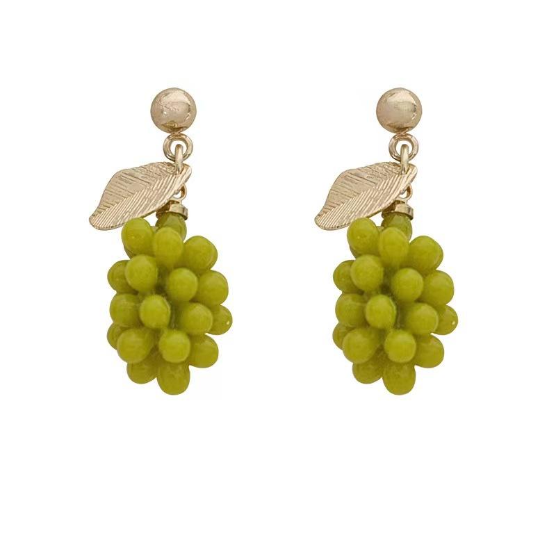 

Viral Cottagecore Dainty Green Grape Earrings Fruit Studs Forestcore Aesthetic Silver Earrings for Women Sweet Fresh Indie Jewelry