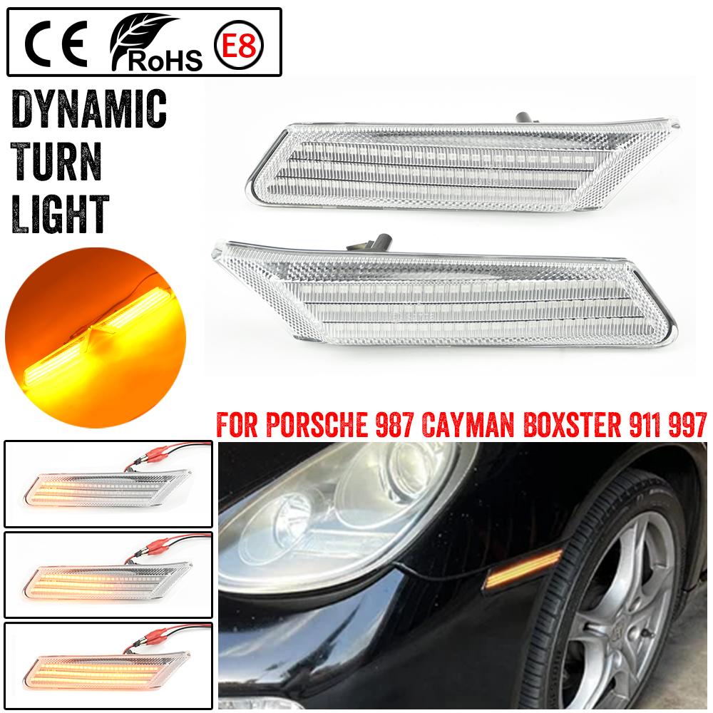 2X LED Side Marker Turn Signal Car Blinker Indicator Light For Porsche 987 Cayman Boxster 911 997 Carrera Turbo GT3 GT2