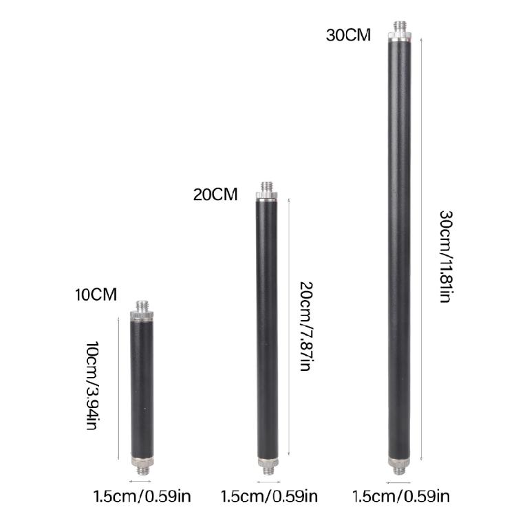 15mm Durchmesser 3/8 Außengewinde zu Außengewinde Gewindestange DSLR Zubehör Mehrzweck Befestigungsschraube Adapterrohr 3 Längen
