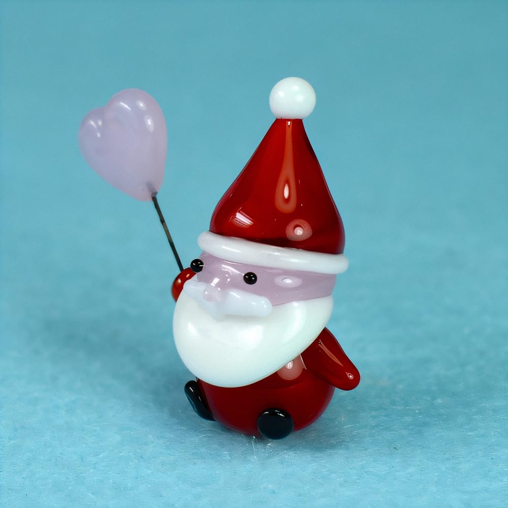 Four Cart Cute Handmade Glass Heart Santa