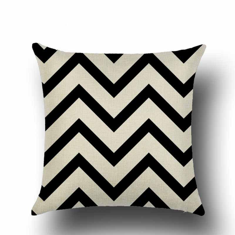 Nordic Black and White Geometric Pattern Linen Pillowcase Modern New American Triangle Abstract Style Sofa Pillow