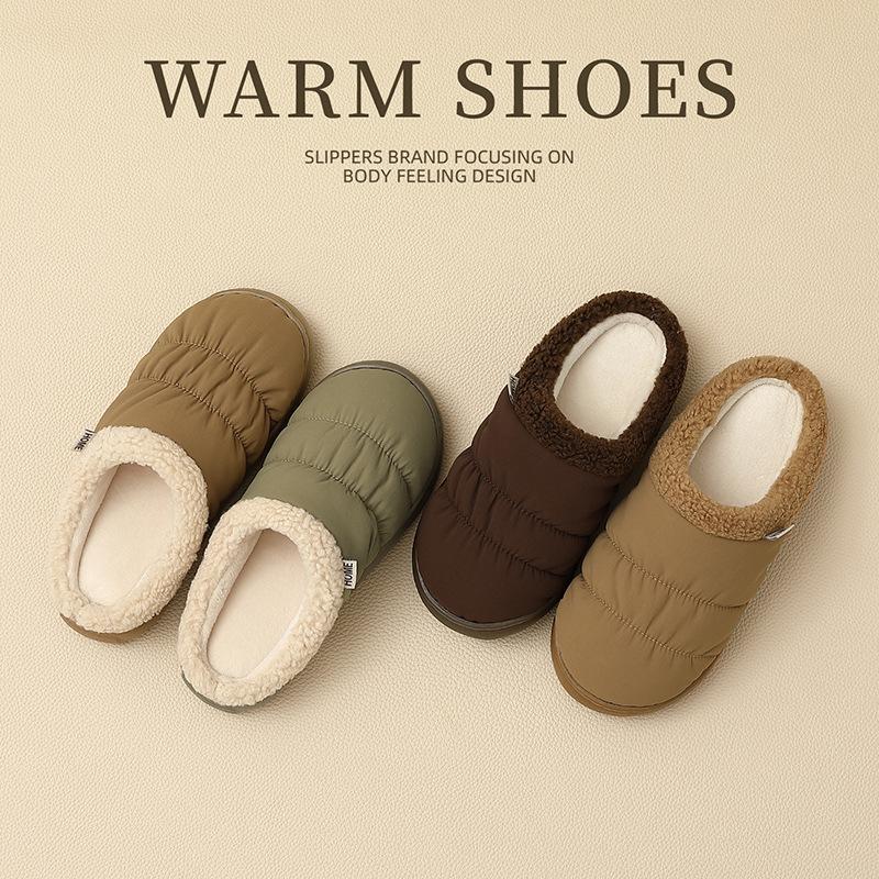 Waterproof cotton slippers winter comfortable baotou home indoor couple soft bottom non-slip wear-resistant cotton mop