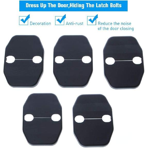 Voodonala Door Lock Covers Protection Trim for Jeep Wrangler JK JKU 2007-2018, for Jeep Grand Cherokee, for Dodge Chrysler, Black, 5PACK