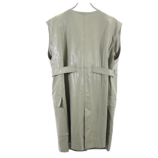 MAISON SPECIAL No Sleeve Faux Leather Jacket FREE Gray Women Used