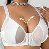 Front-clasp Push-up Bra Plus Size Ultra-thin Single-layer Sexy Semi-transparent Seductive Deep V Mesh Revealing Underwear