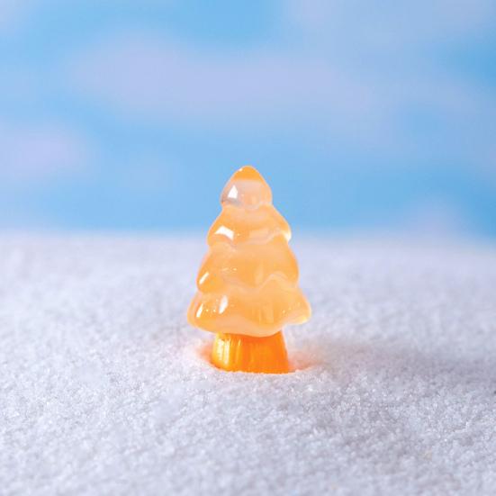 10 stk Mini juletredekorasjon Glow in The Dark Harpikshåndverk gjør-det-selv-dukkehus Snøhage Desktop Miniatyr juletrepynt Feriedekor