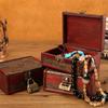 Vintage Wooden Storage Box Small Wooden Storage Chest Trunk Pirate Treasure Chest With Lock Trinket  Jewelry Necklace Decor Box