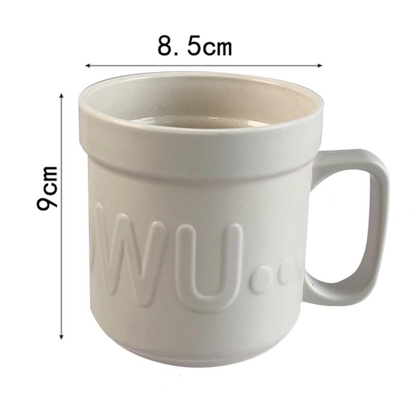 Simple Letters Cup PP Line Handle Cup Milk Coffee Plastic Water Cup Travel Funny Mug Kids Children Christmas Party Gift Cup 1pc