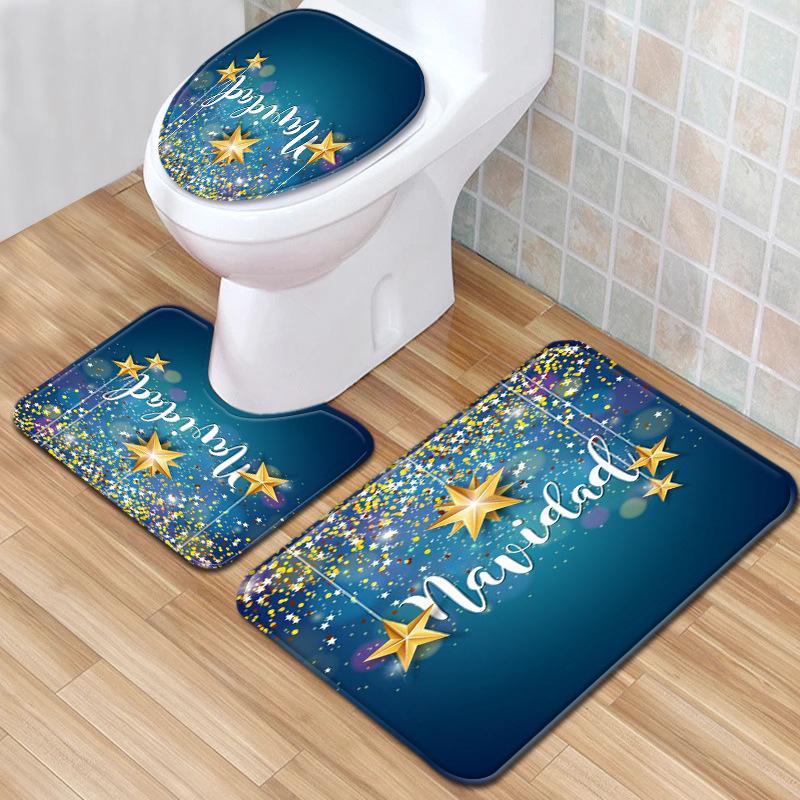 Christmas Bathroom Floor Mat Toilet Three-Piece Set