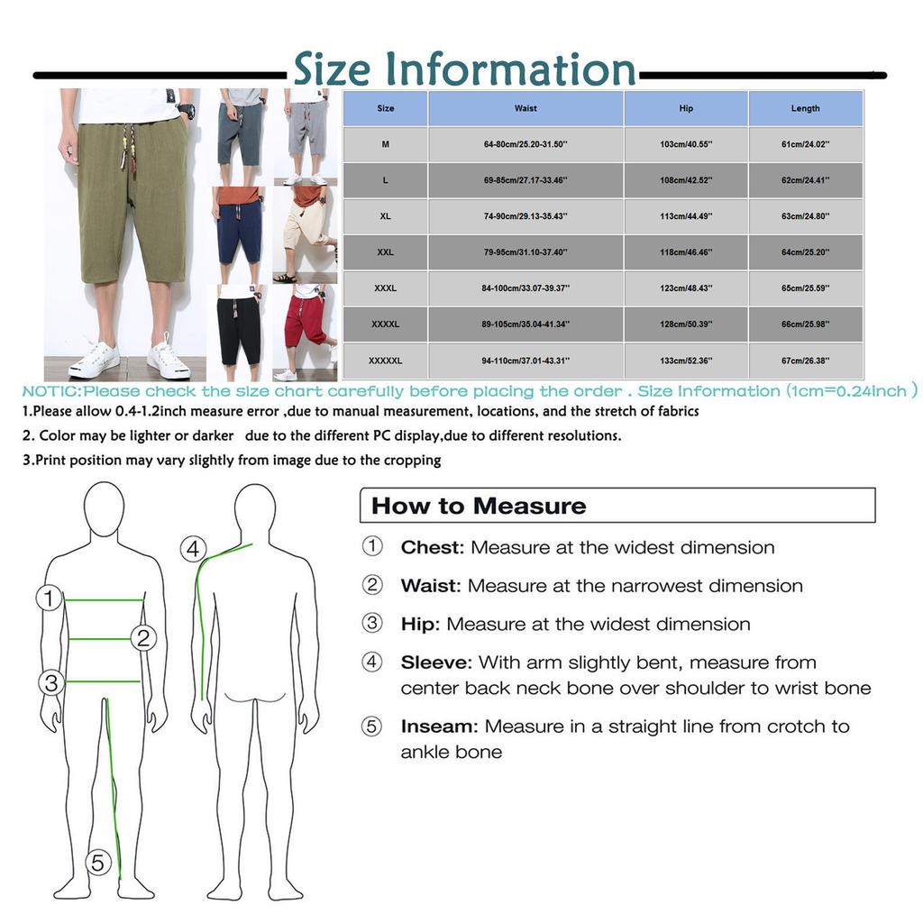 Men's Casual Color Cotton Linen Lightweight Comfortable Casual Shorts Cropped Pants