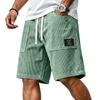 Pantaloncini Casual da Uomo in Velluto a Coste con Coulisse in Vita e Stampa con Lettere Applicate, Vestibilità Rilassata, Lunghezza al Ginocchio, per l'Uso Quotidiano