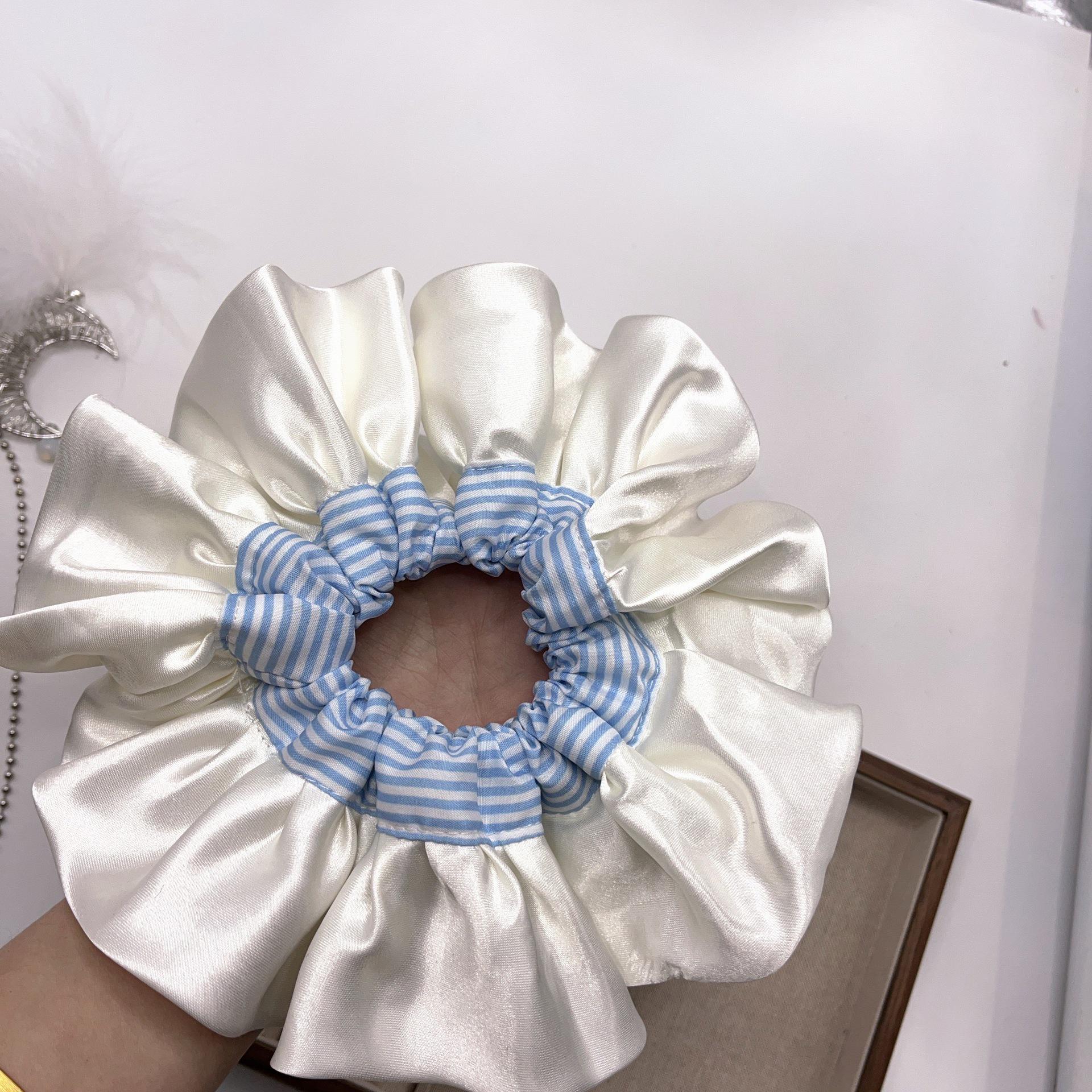Blue Striped Satin Lace Ballet Hair Tie - Sweet Princess Edition