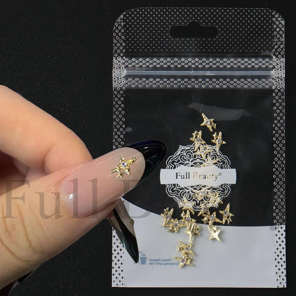 Nail Art Jewelry, Cartoon Cute With Diamond Star Gold Three-Dimensional Alloy Bag Nail Jewelry
