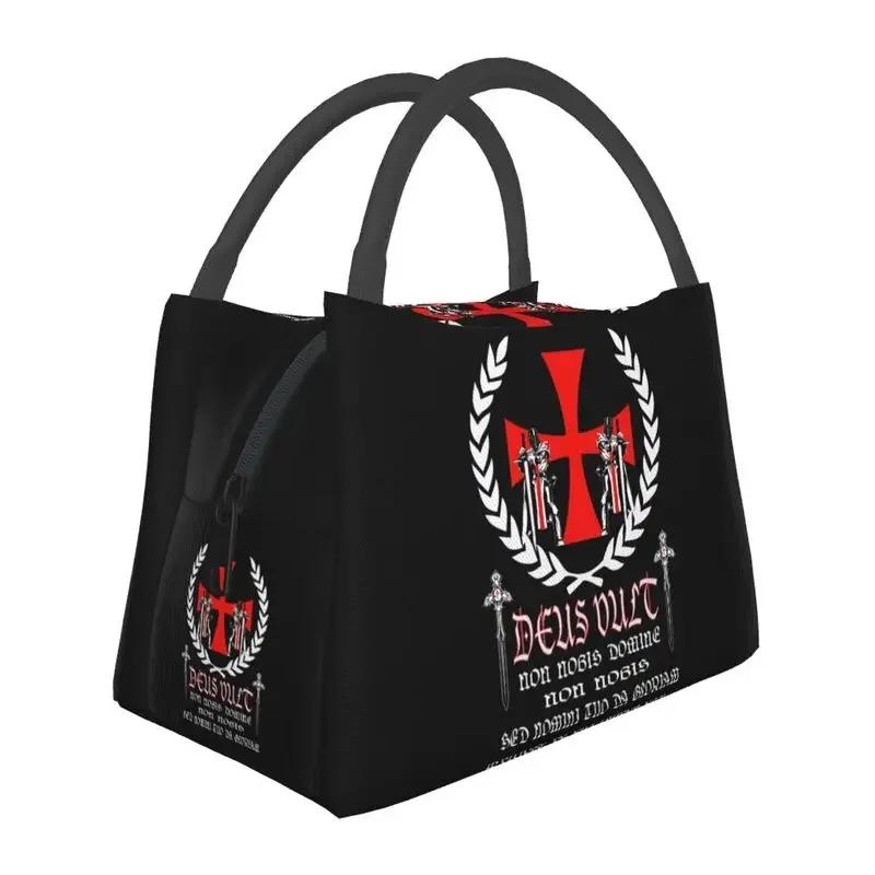 Flagge der Tempelritter Tragbare Lunchbox Kriegerkreuz Thermokühltasche Lebensmittelisoliert Lunchtasche Büro Arbeit Picknickbehälter