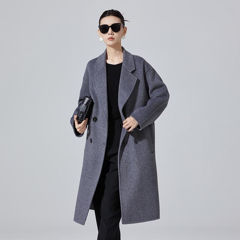 

Women s High-End Gray Wool Overcoat - 2024 Autumn/Winter Loose Suit Collar. M