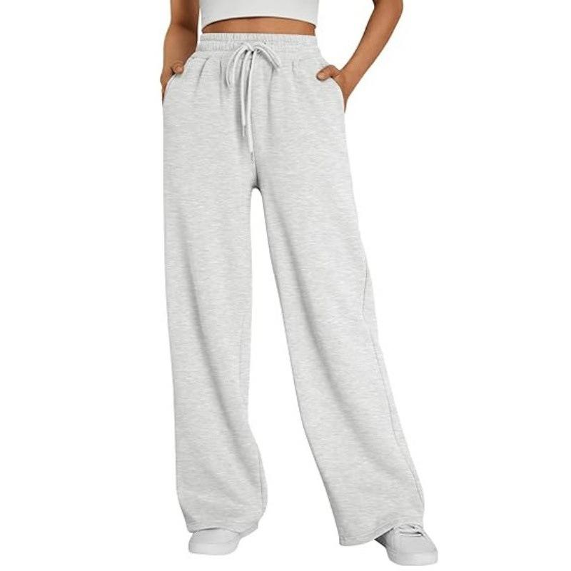 Women's Spring Wide-leg Sports Pants, with Pockets, Casual Drawstring Pants, Suitable for Pairing with Casual Wear