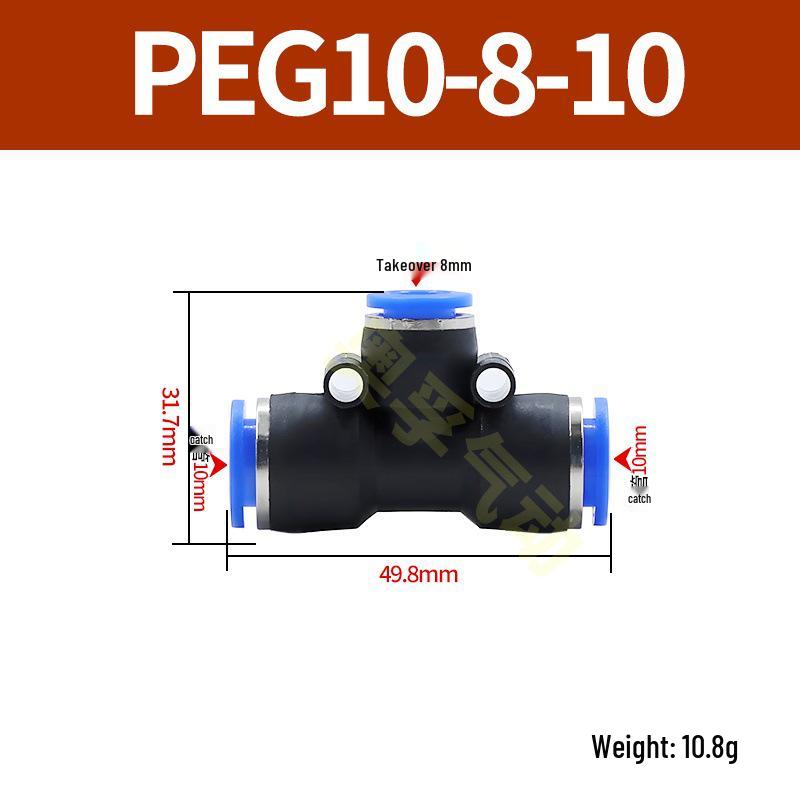 Pneumatická T-redukce rychlospojka pro PE trubky (4-14 mm)