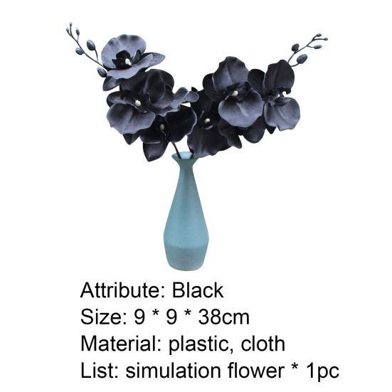 Kunstig blomst Simulering Floral Stoff Svart Phalaenopsis Falsk Blomst for Hjemmet