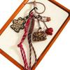 Small and cute leather leopard print small bag pendant keychain leopard print bear love extremely complex bag pendant