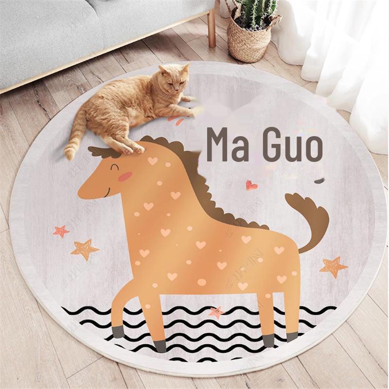 Cartoon Round Carpet for Kids: Living Room, Sofa, Coffee Table, Bedroom Cushion, Hanging Basket, and Chair Floor Mat