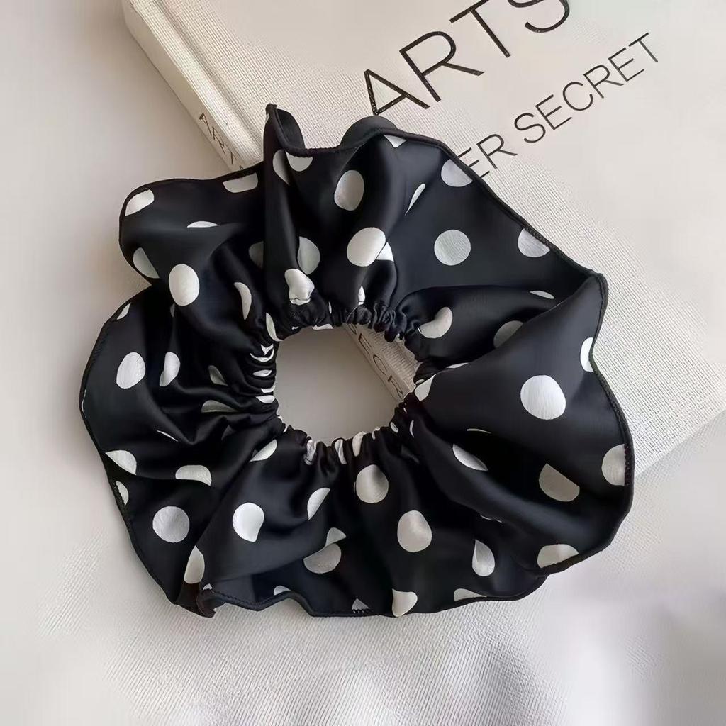 French Cherry Heart Hair Tie - Elegant Large Square Ponytail Holder