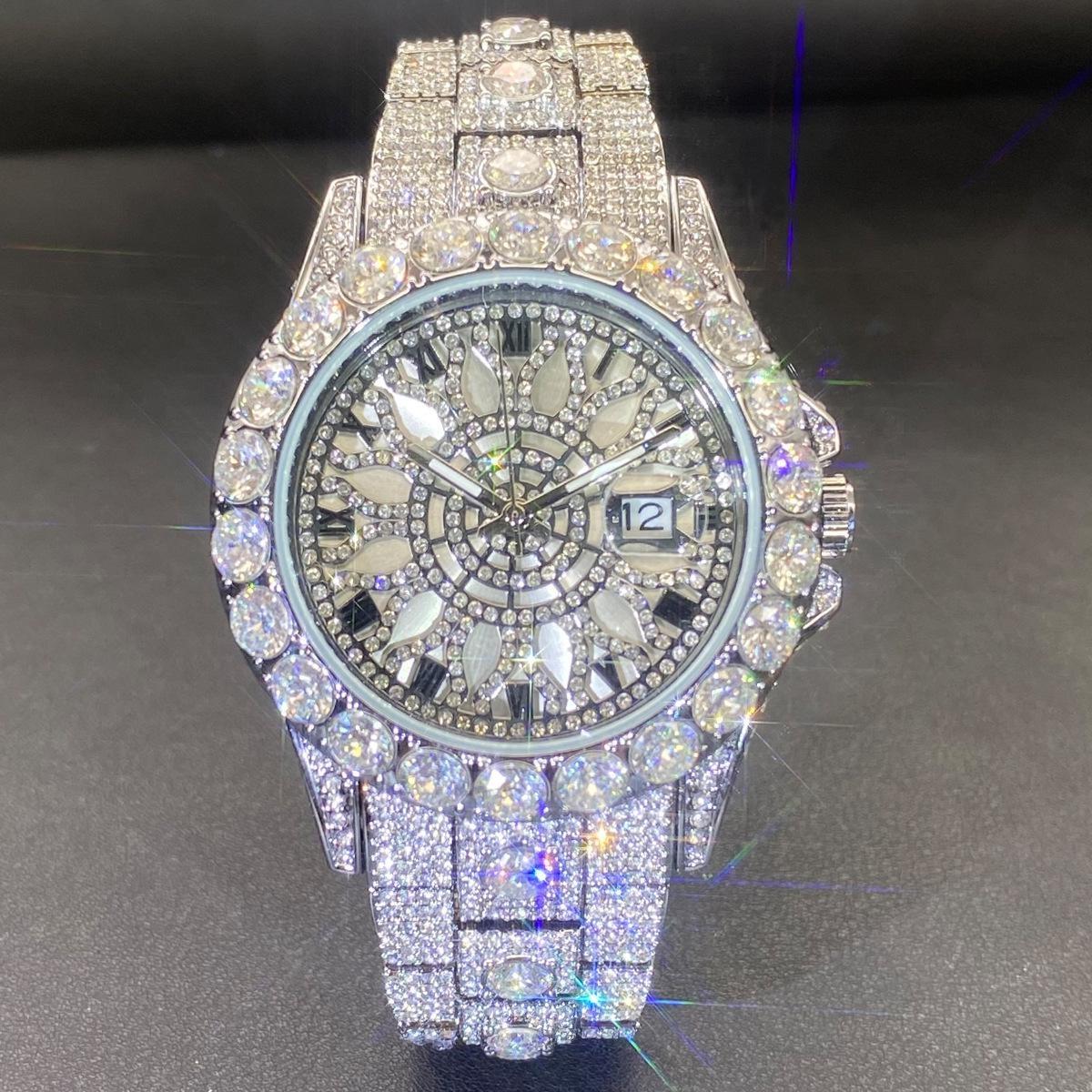 Full Iced Out Watch For Men Luxury Gold Hip Hop Diamond Quartz Mens Watches Waterproof Clock
