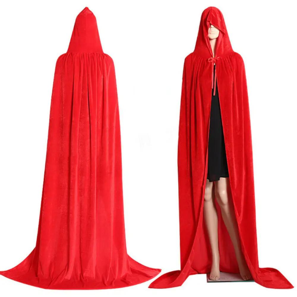 Reversible Design Velvet Cloak Solid Color Ponchos Cosplay Adult Kids Long Cape  Halloween Party