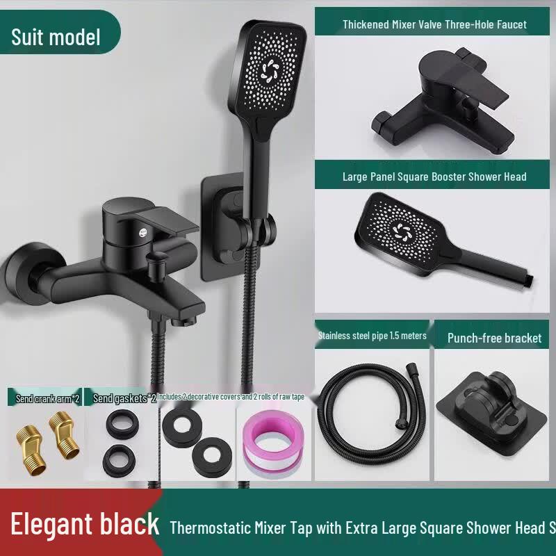 Yipan Wall-Mounted Shower Faucet Mixer with Large Square Shower Head
