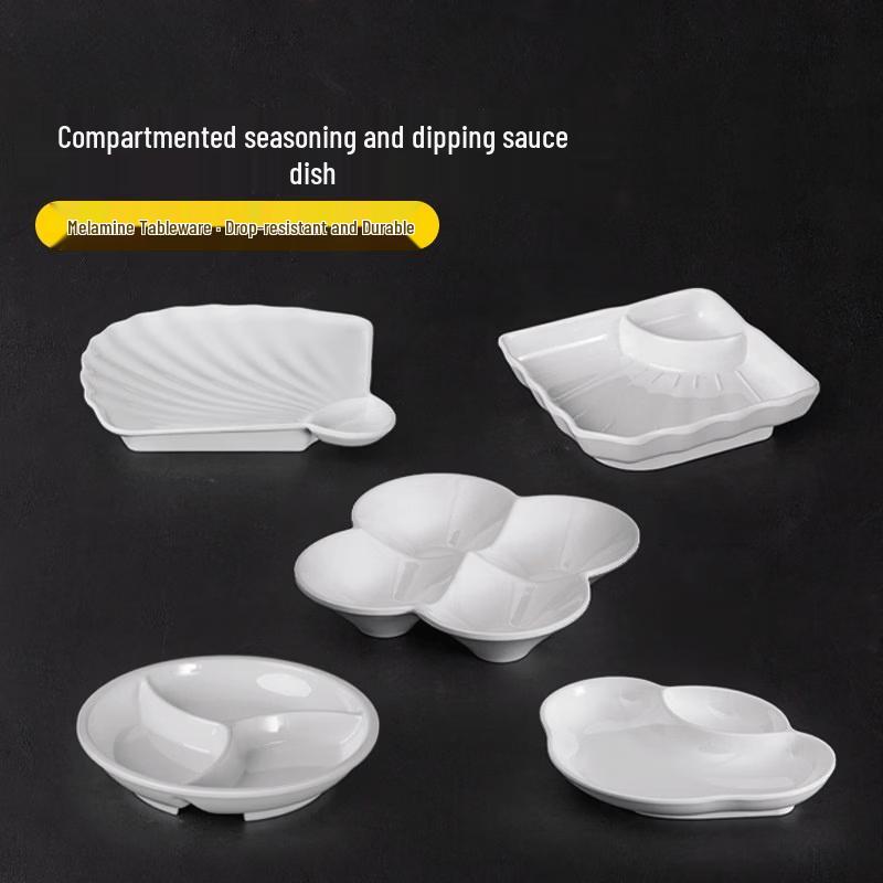 Elegant 3-Compartment Melamine Dipping Dish