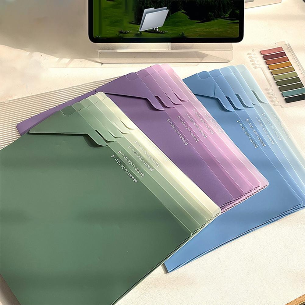 5Pcs/Set Gradient Color File Folder Portable Folder Document Test Paper Storage Organization Bag Study Office Supplies