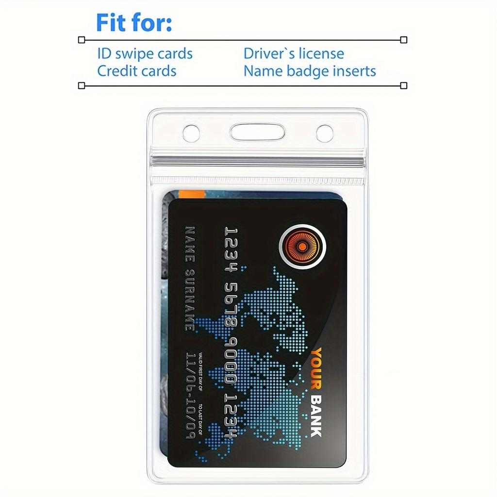 20-pack Transparent Vattentät PVC-kortficka, Vertikal ID-brickhållare med snöre för mässor, certifikat och anställdas namnskyltar
