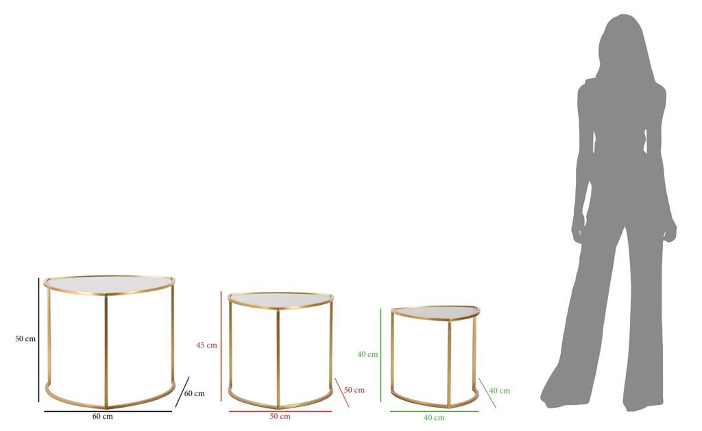 Coffee Table Triangle Set 3 Pz Cm Ø 60X50-50X45-40X40