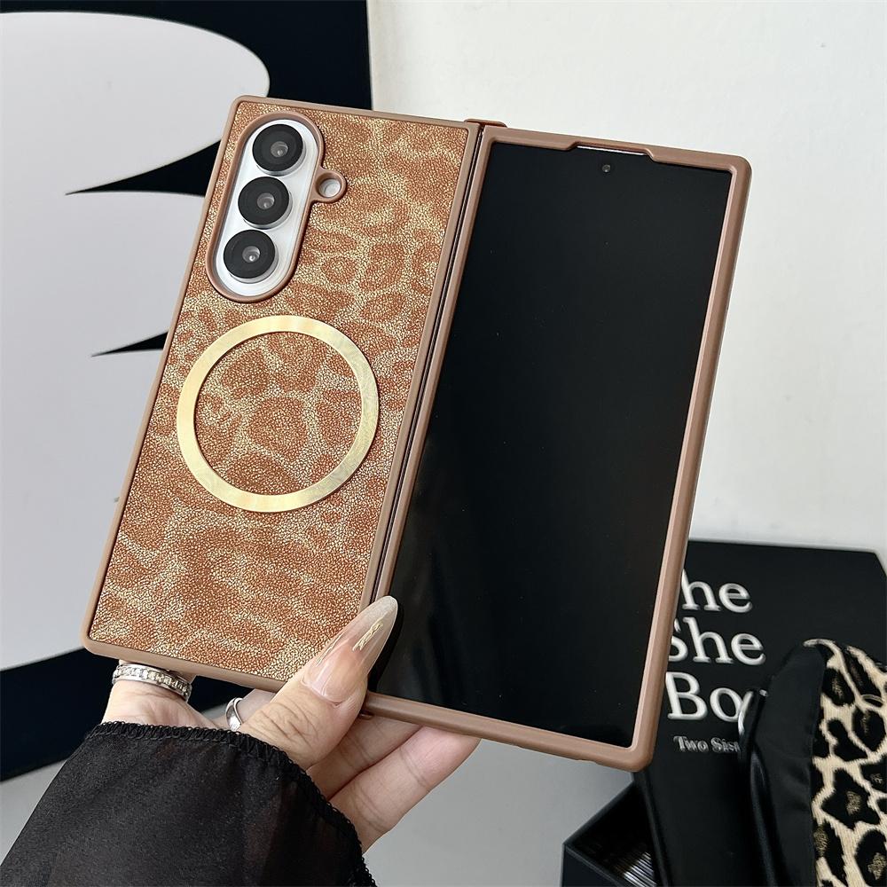 Gradient Leopard Pattern For Magsafe Magnetic Phone Case for Samsung Z Fold 7 6 5 4 3 Wireless Charging Protective Cover