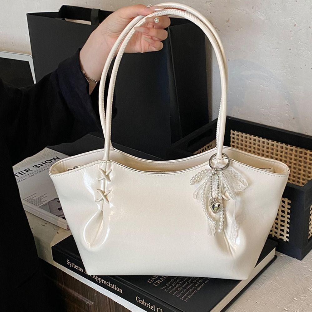 Elegant Autumn Winter Underarm Bag PU Leather French Tote Bag Vintage Commuting Handbag  Girls