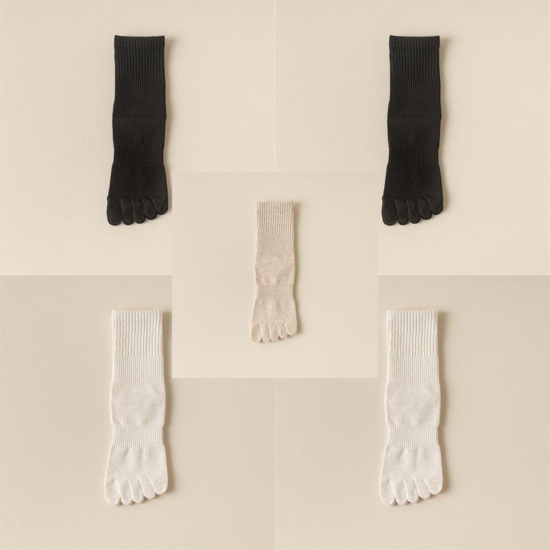 5 Perechi Șosete Femei Cinci Degete Bumbac Pur Culoare Solidă Dama Degete Separate Șosete Sport 2025 Primăvară Toamnă Șosete Degete