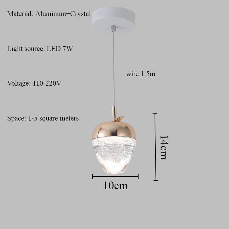 Modern Acrylic Crystal Apple Pendant Lamp Intelligent Health Home Lighting Nordic Bedside Board Balcony Home Decor LED Lights