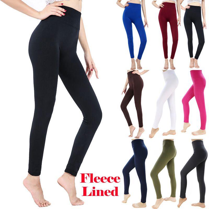 Fleece Lined Leggings For Women Winter Thermal Full Length High Waisted Supportive Pants