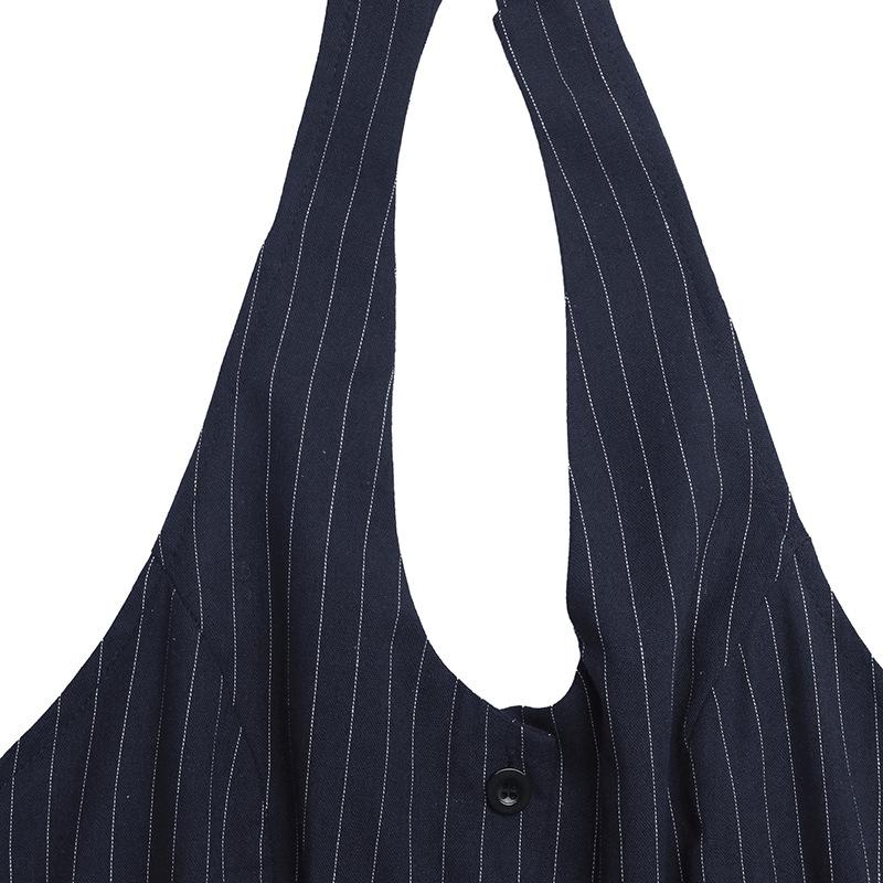 TIFICY Women's Fashion Casual Summer Spring Stripe Print Sleeveless Hanging Neck High Waist Trousers Jumpsuits & Rompers