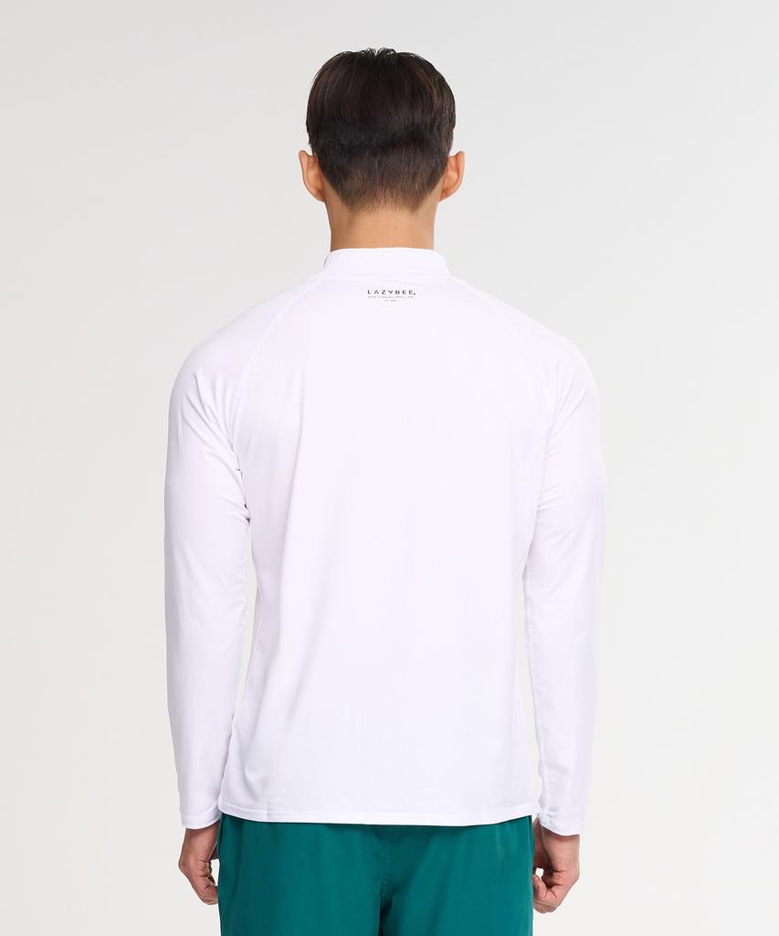 Leijibi Multi-Cooling Essential Loose Fit Zip-Up Rash Guard M White