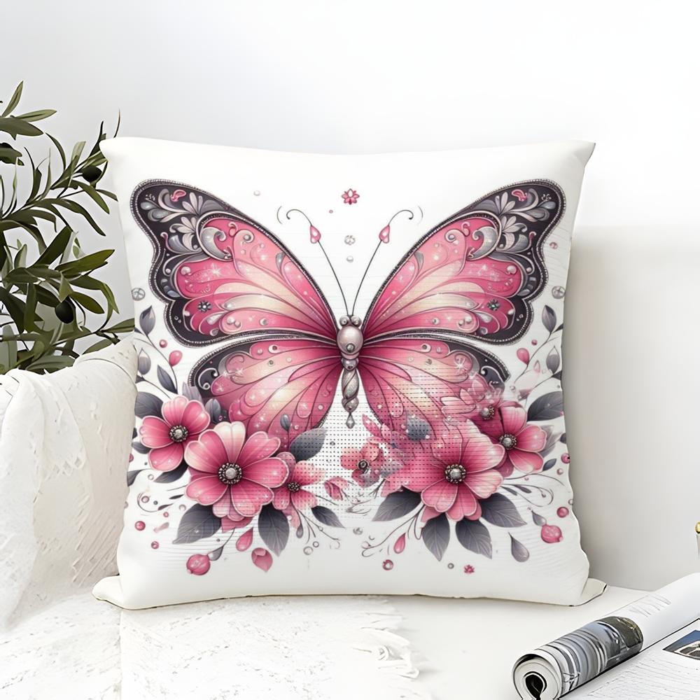 Beautiful Unique Floral And Butterfly Pillow Case Linen Pillow Case Sofa Home Decor Cushion Cover Cushion Cove