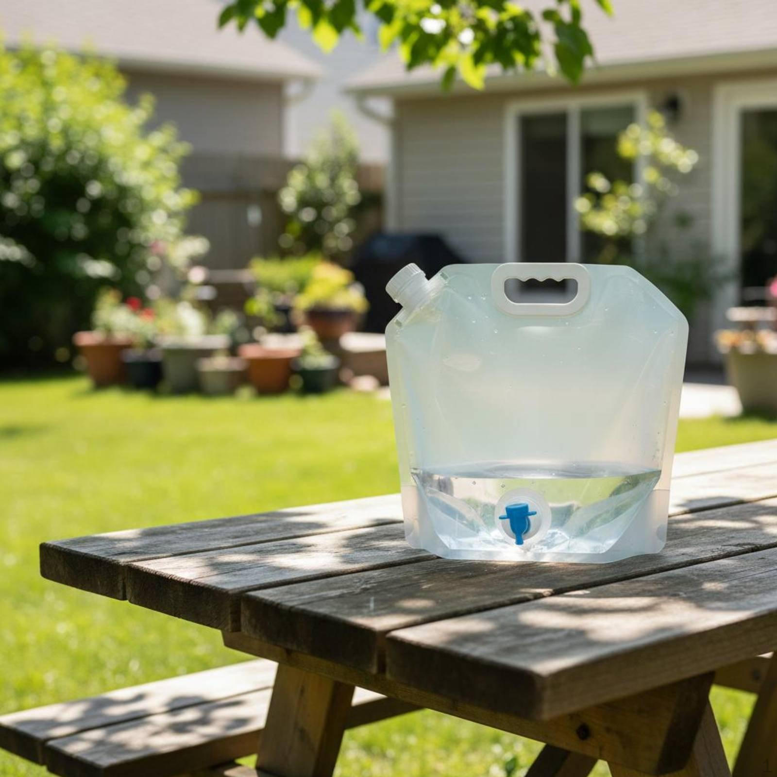 Portable Water Carrier with Spigot Food Grade Foldable Bag Heavy Duty for Travel Transparent Transparent 5L