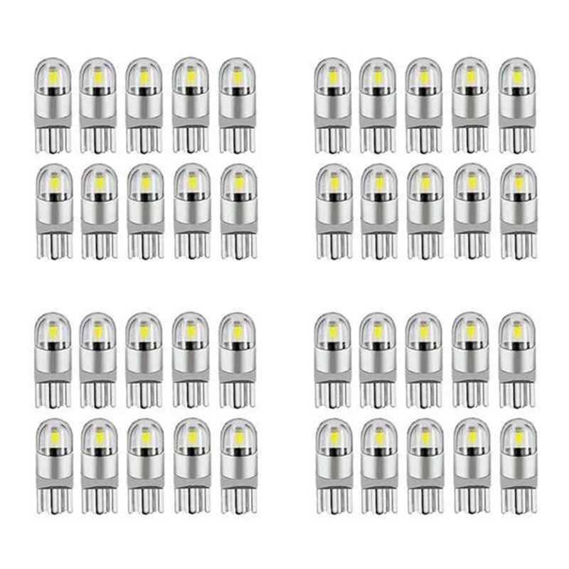 SXR-40Pcs 6000K Canbus T10 168 194 W5W Dome License Side Marker LED Light Bulb White