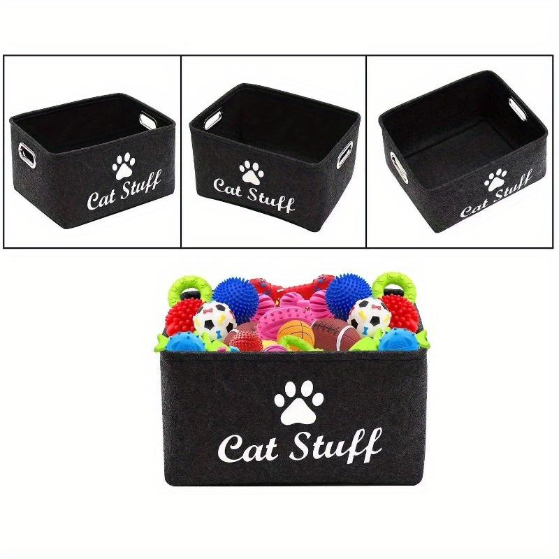 Plush Toy Storage Box Pet Toy Organizer Felt Basket with Iron Handle Storage Bin