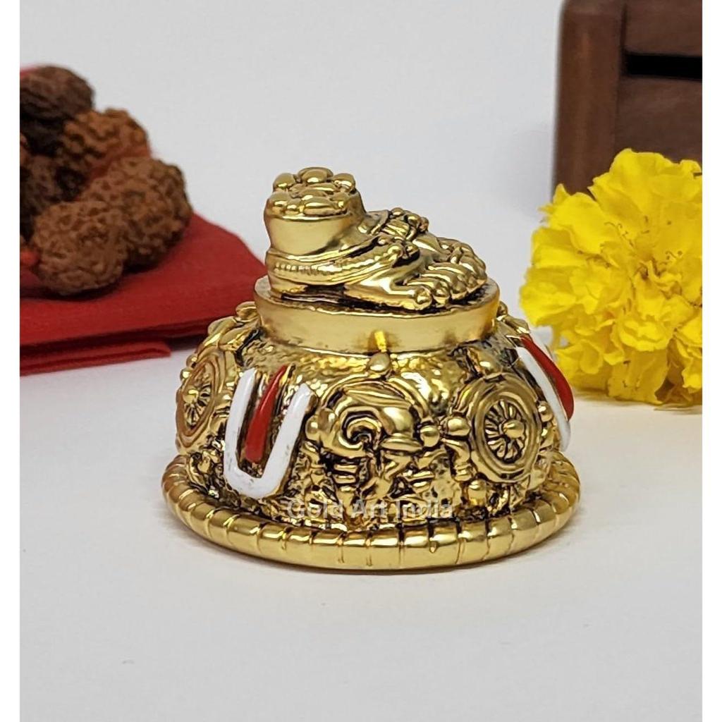 Lord Balaji Charan Paduka 24 Kt Gold Matte Finish Vishnu Charan Paduka for Pooja Room/Balaji for Car Venkateswara Swamy Feet Best Gifting 2 Inch