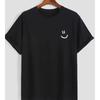 Men Cotton White T-Shirt with Joyful Face Print Minimalist Round Neck Short Sleeve Casual Attire  T Shirts