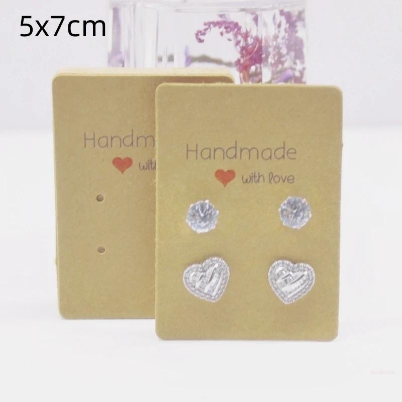 50pcs White/kraft Paper HANDMADE Series Multi Size Cards, Earrings, Necklaces, Jewelry Cards