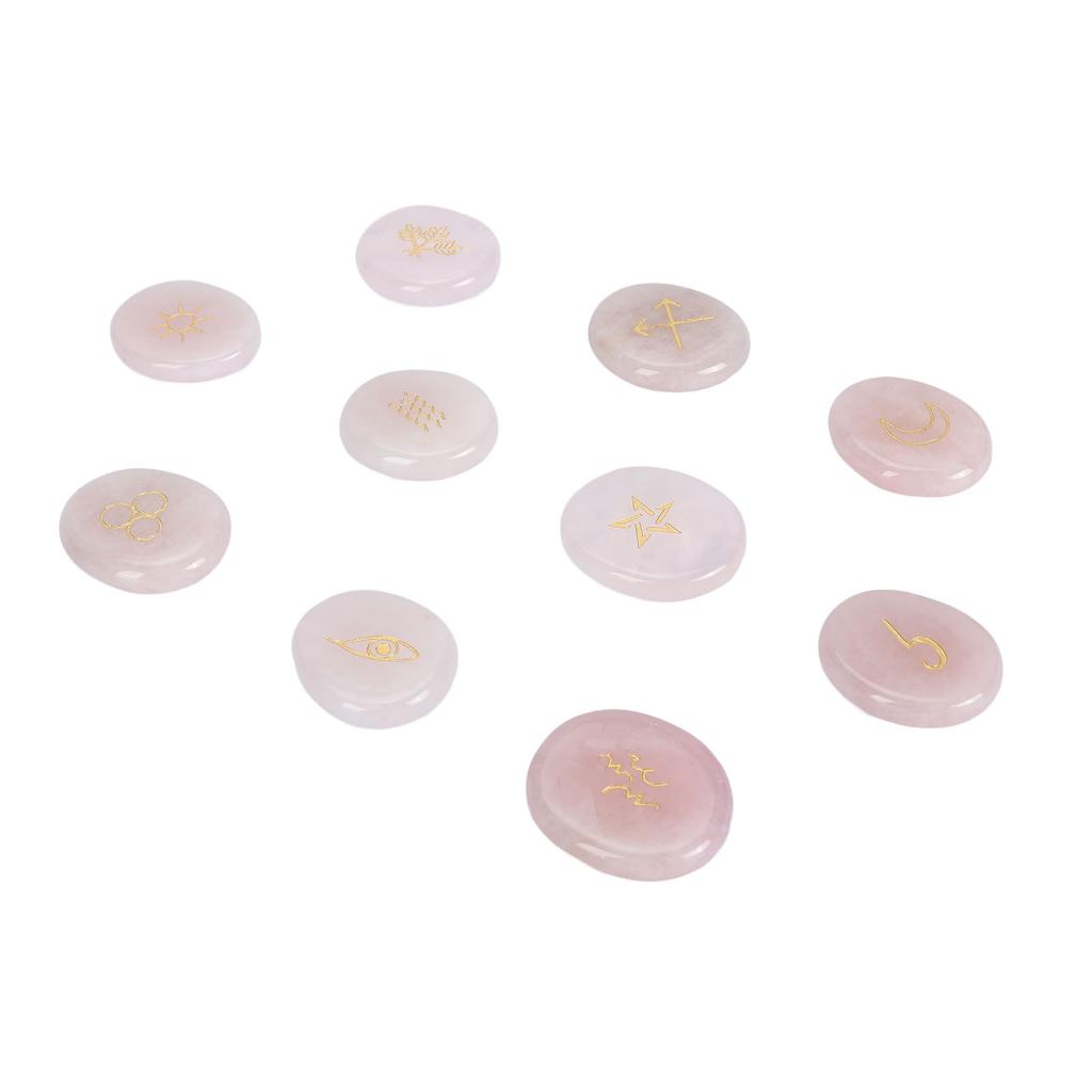 10pcs Rune Stones Set Multipurpose Polished Healing Witches Runes Set with Engraved Gypsy Symbol