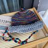 Fashion Handmade Crochet Colored Wool Hat Women Lace-Up Plush Edge Pullover Cold Hat Autumn And Winter Lei Feng Hat